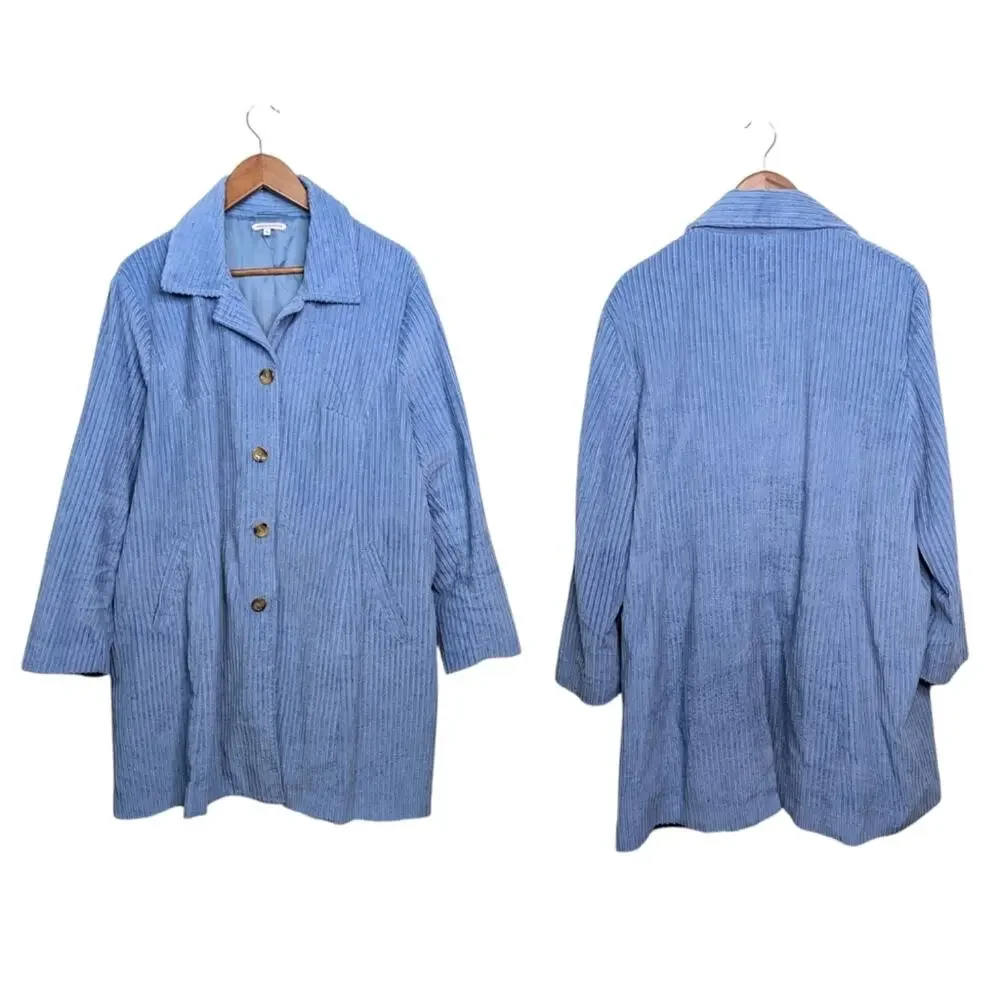 Frances Valentine Corduroy Barn Coat Field Long Jacket 1X Swing Lined Preppy